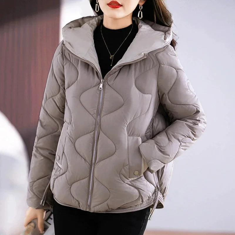 Damen Steppjacke mit Kapuze – Kurze Übergangsjacke Gepolstert