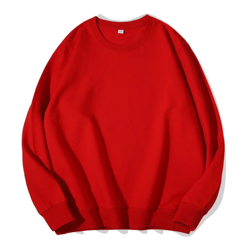 Unisex Langarm Sweatshirt Rundhalsausschnitt Freizeit Pullover Einfarbig