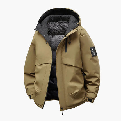 Herren Winter Outdoorjacke – Wasserdicht & Winddicht, Casual Stil, Warm gefüttert mit Kapuze