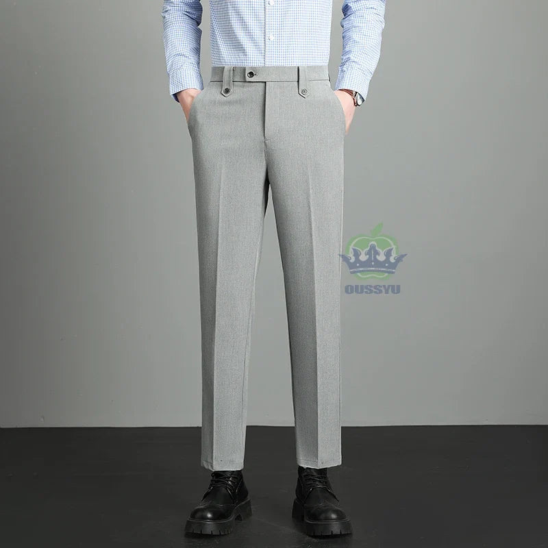 Herren Hose Beige Business-Stil Schmal Geschnitten