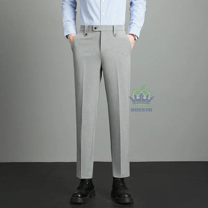 Herren Hose Beige Business-Stil Schmal Geschnitten