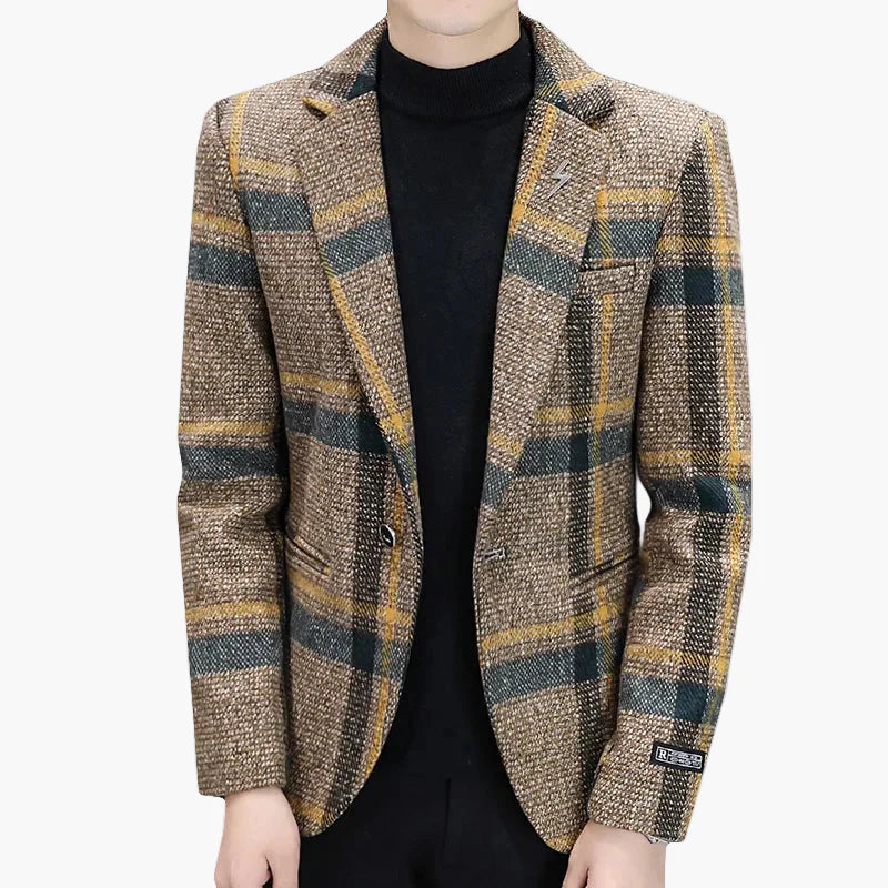 Herren Kariertes Sakko Modern Business Freizeit Eleganter Blazer