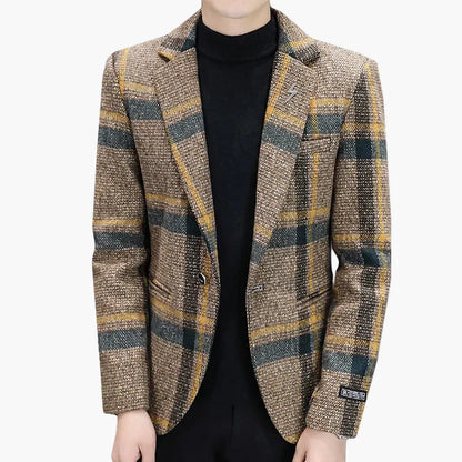 Herren Kariertes Sakko Modern Business Freizeit Eleganter Blazer