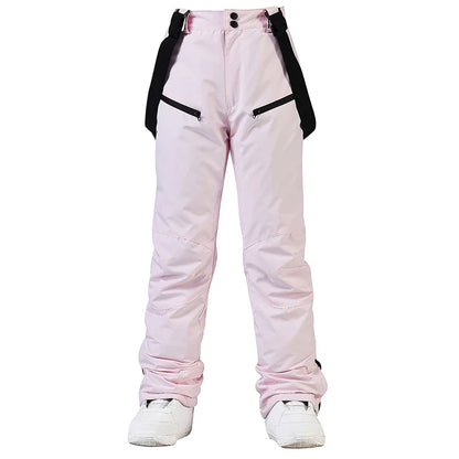 Unisex Skihose Schneehose mit Trägern in Flieder