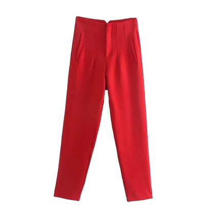 Damen High-Waist Hose Business Elegant Knöchellang