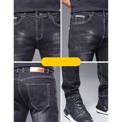 Herren Slim Fit Jeans mit Used-Effekten – Blau