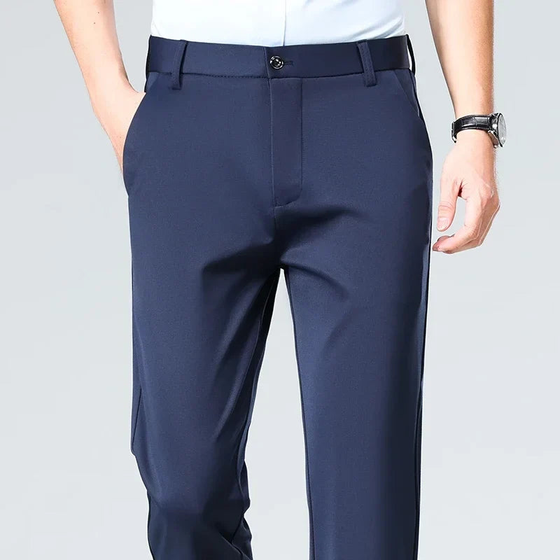 Herren Business Hose Schwarz Gerader Schnitt Elegant