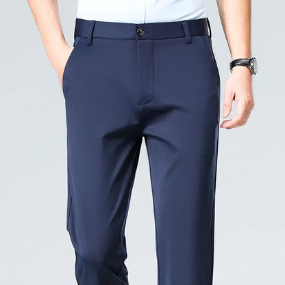 Herren Business Hose Schwarz Gerader Schnitt Elegant