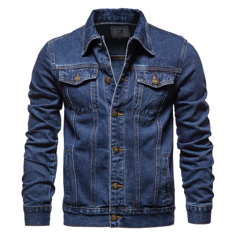 Herren Jeansjacke im klassischen Stil mit Knopfverschluss und Brusttaschen