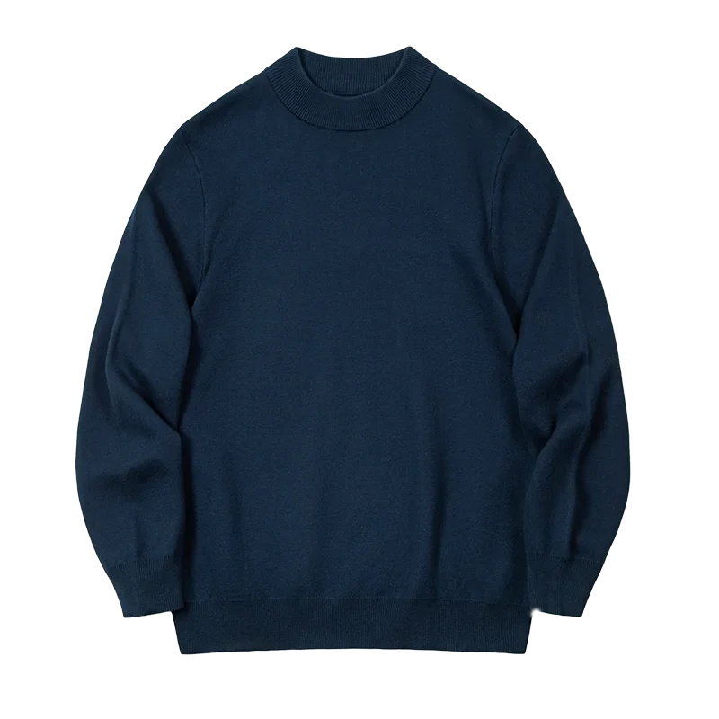Herren Mock-Neck Pullover Uni-Farben Strickpullover Basic