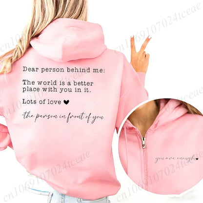 Damen Hoodie mit Spruch Kapuzenpullover Rücken- und Frontdruck