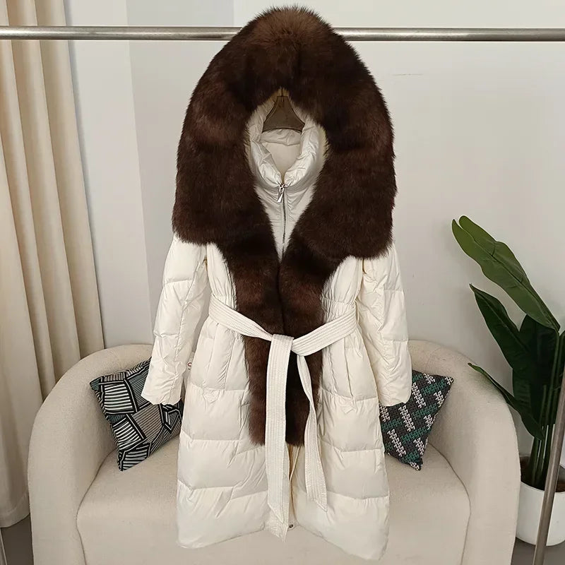 Damen Winter Steppmantel mit Kapuze und Kunstfellbesatz