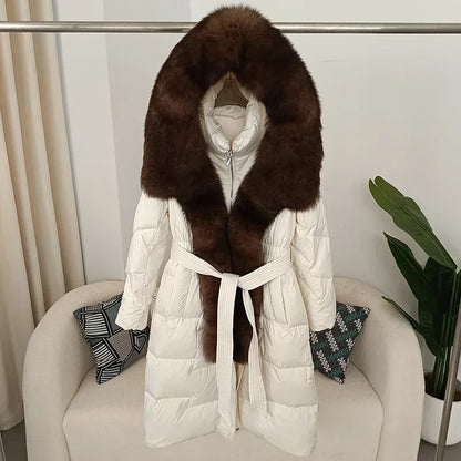 Damen Winter Steppmantel mit Kapuze und Kunstfellbesatz