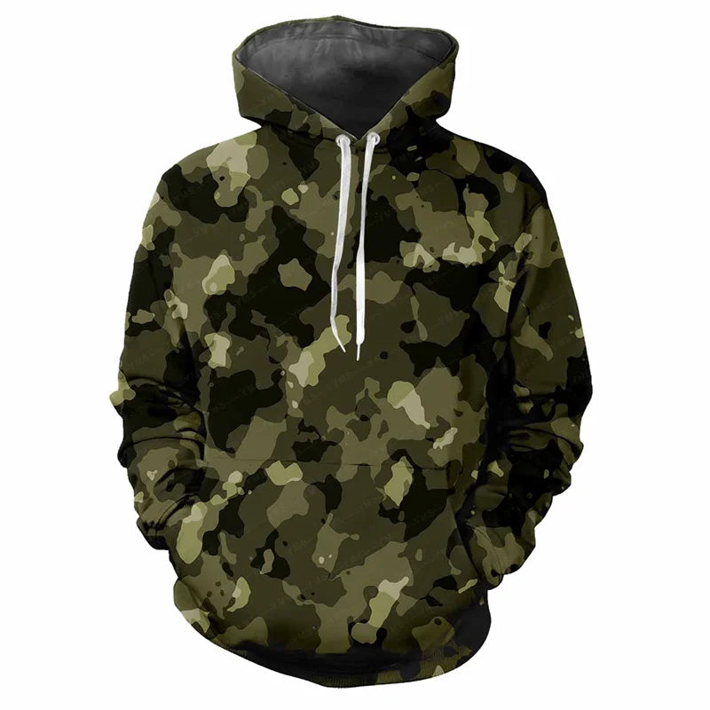 Hoodie Camouflage-Muster Grün Kängurutasche Kapuzenpullover