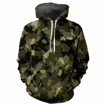 Hoodie Camouflage-Muster Grün Kängurutasche Kapuzenpullover
