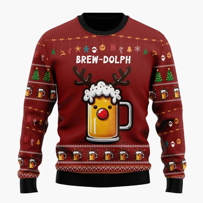 Herren Ugly Christmas Sweater mit Santa und Bier – Lustiger Weihnachtspullover für Weihnachten & Partys