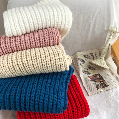 Gerippter Strickschal für Winter, breiter Rippstrick, verschiedene Farben