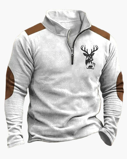 Herren Half-Zip Pullover mit Jagdmotiv