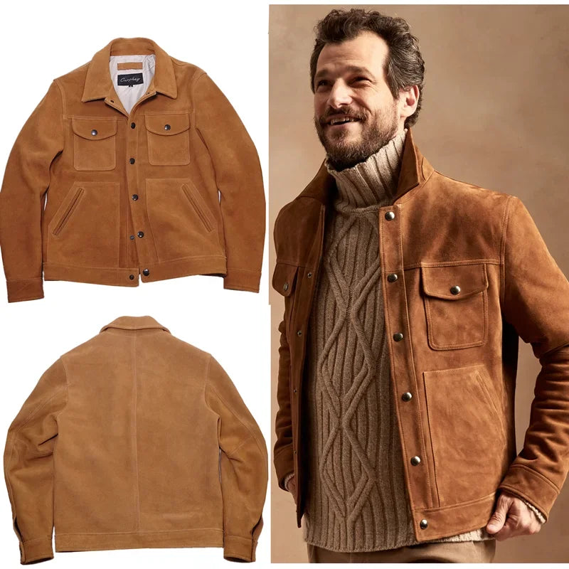 Braune Übergangsjacke im Blouson-Stil für Herren