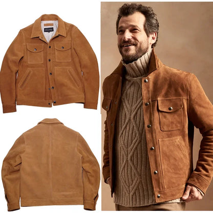 Braune Übergangsjacke im Blouson-Stil für Herren
