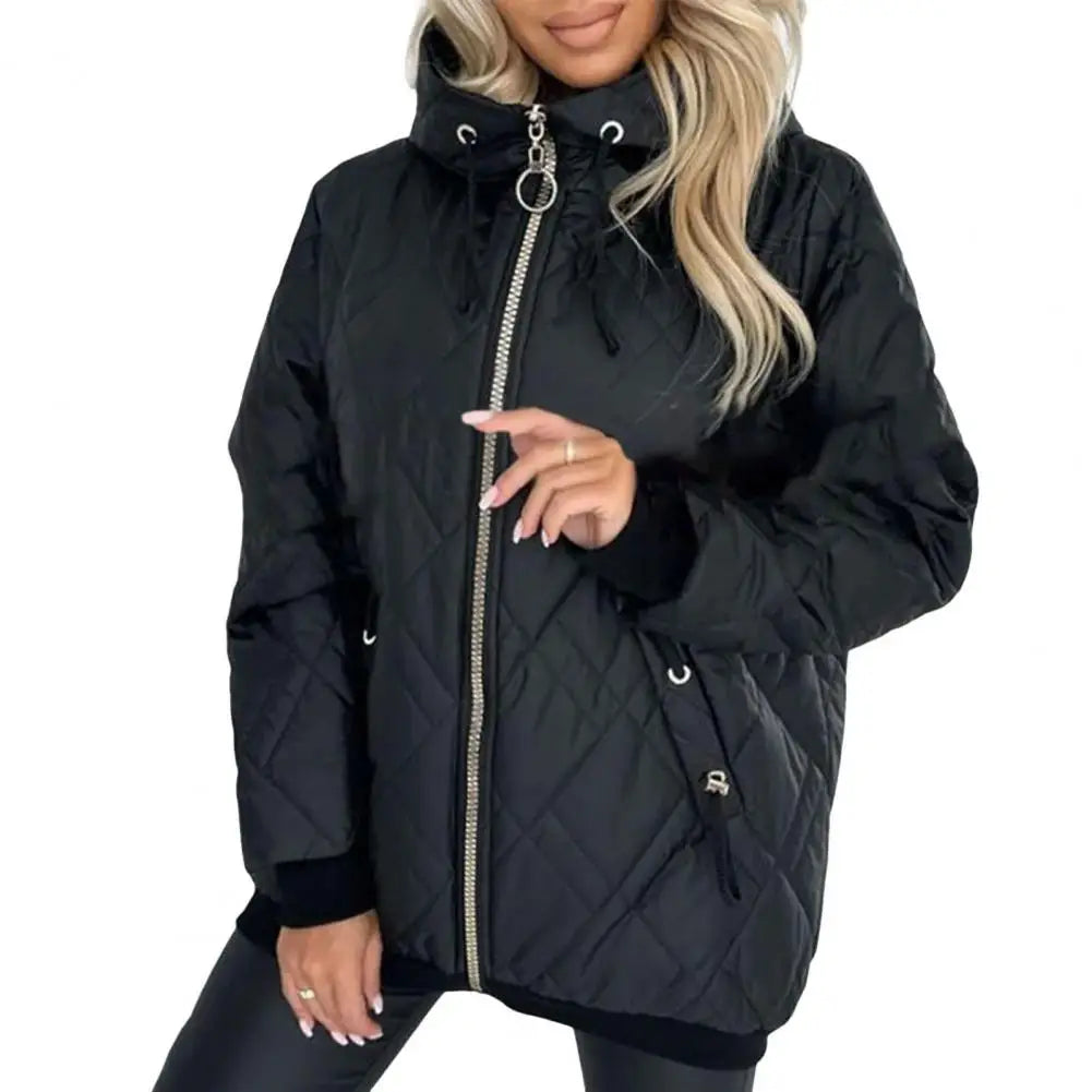 Damen Steppjacke mit Kapuze und Reißverschluss