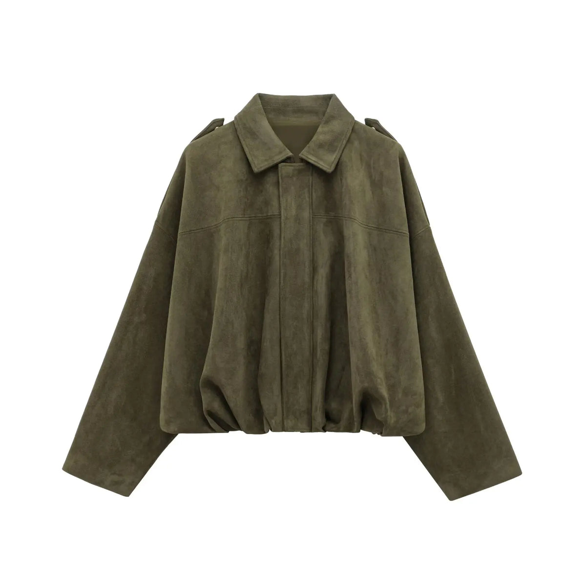 Damen Kurzjacke Oversize Cropped mit Kragen Braun