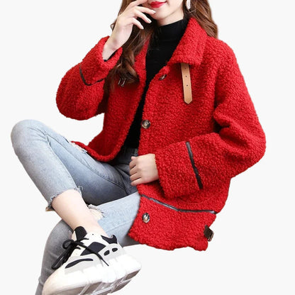 Damen Teddyfell Kurzjacke – Modische Übergangsjacke für Herbst und Winter, lässig und warm