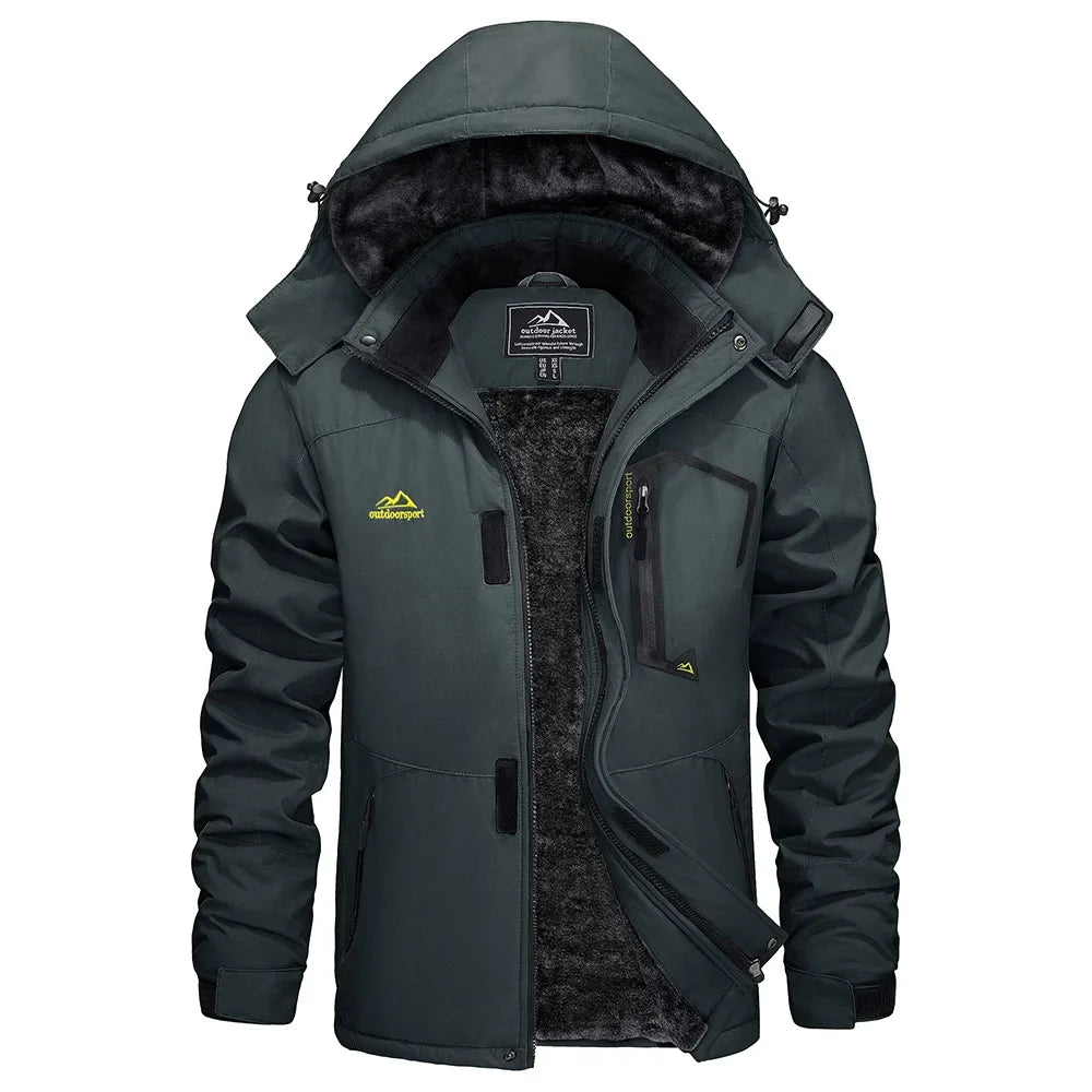 Winter Outdoorjacke für Herren mit Kapuze und Plüschfutter, viele Farben