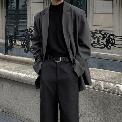 Herren Oversize Blazer Sakko Einreiher Modern Lässige Freizeit Jacke