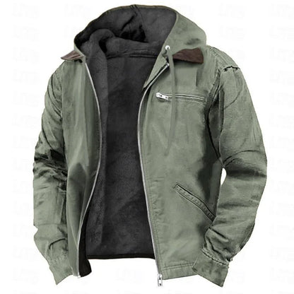 Herren Winterjacke mit Kapuze, Teddyfutter & Reißverschluss
