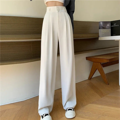 Damen Weite Hosen mit hohem Bund und Faltenbeinen