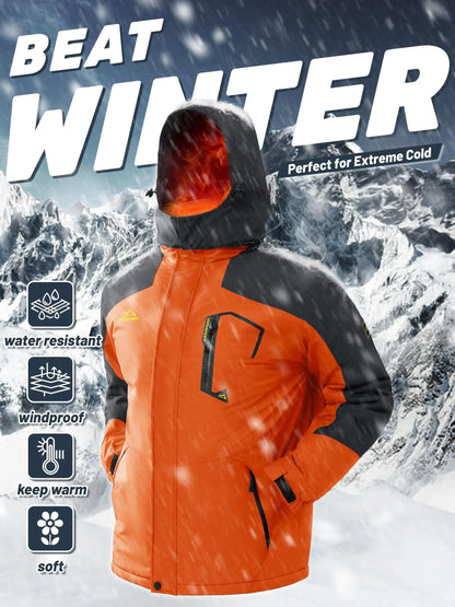 Herren Winterjacke Wasserdicht Skijacke mit Kapuze Outdoor Jacke Warm
