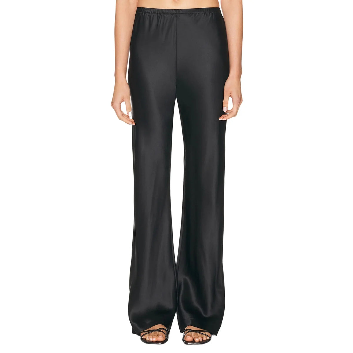Damen Satin Hose Weites Bein – Dunkelgrün