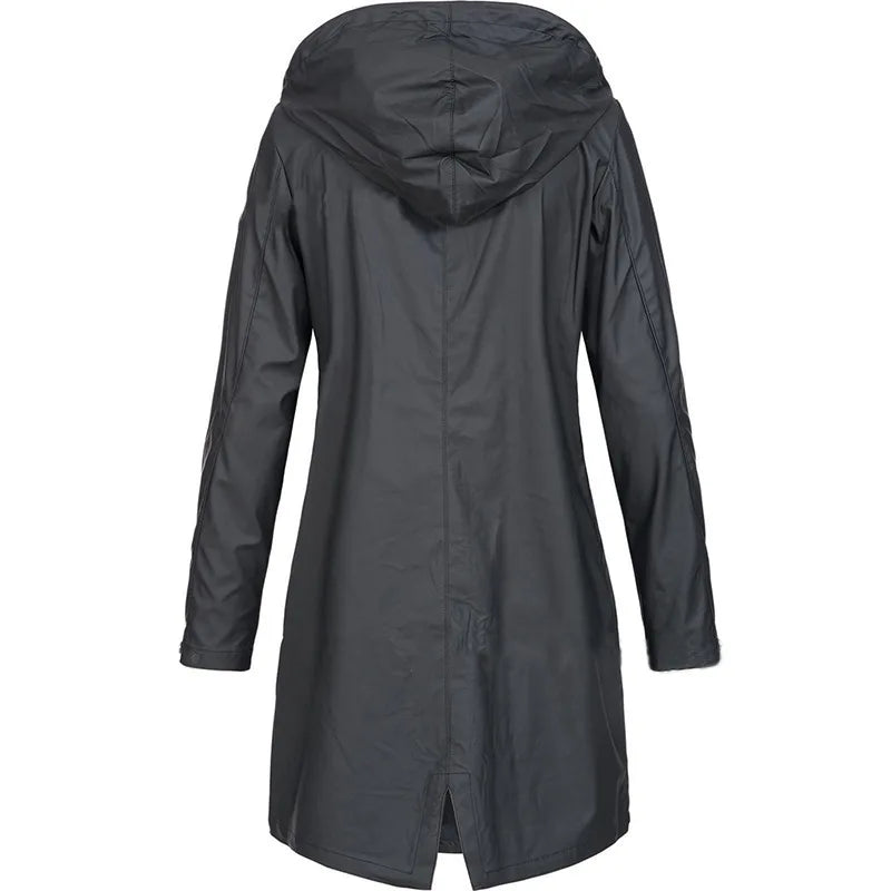 Damen Regenjacke mit Kapuze, olivgrün, Langarm