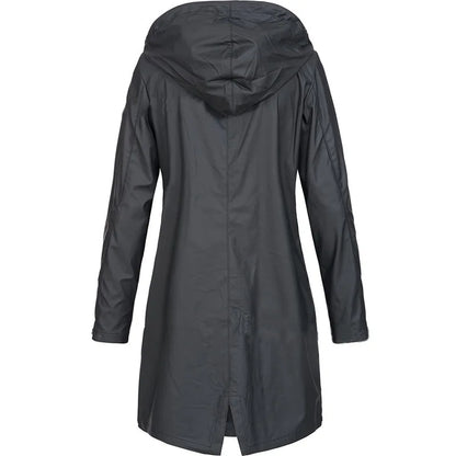 Damen Regenjacke mit Kapuze, olivgrün, Langarm