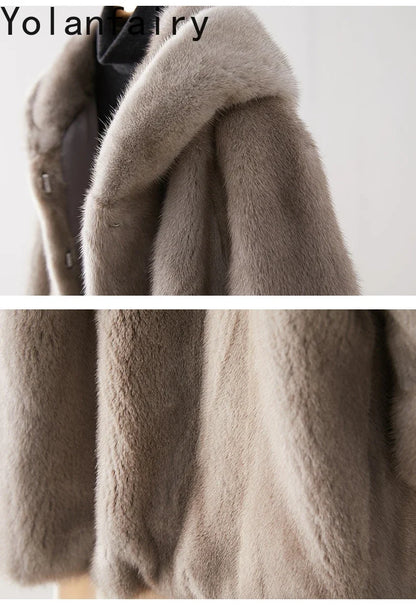Damen Kapuzenjacke Lang Kunstfell Teddyfell Grau-Beige