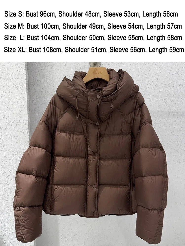Damen Steppjacke mit Kapuze und Druckknöpfen, Winterjacke gefüttert