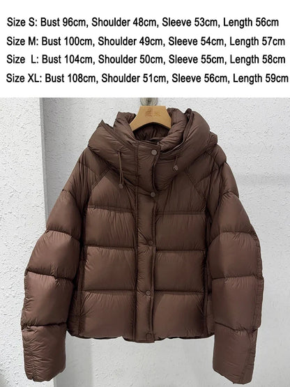 Damen Steppjacke mit Kapuze und Druckknöpfen, Winterjacke gefüttert
