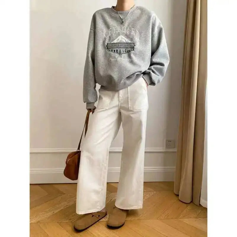 Unisex Langarm Sweatshirt mit Rundhalsausschnitt und Grafikprint