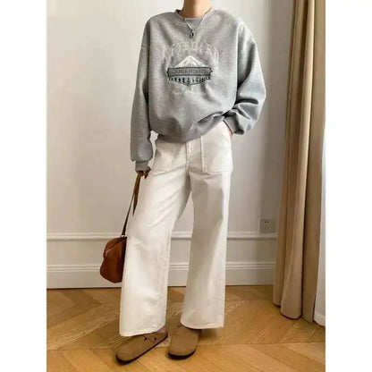 Unisex Langarm Sweatshirt mit Rundhalsausschnitt und Grafikprint