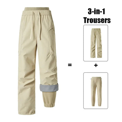 Unisex 3-in-1-Hose mit Fleecefutter, Kordelzug und elastischem Bund