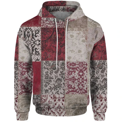 Hoodie Unisex Patchwork Muster Kordelzug Langarm