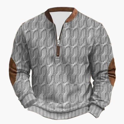 Herren Outdoor Freizeitpullover mit Stehkragen und Reißverschluss – Strickoptik, Langarm, Komfortabel