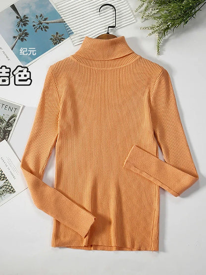 Gerippter Damen Rollkragenpullover Langarm Slim Fit