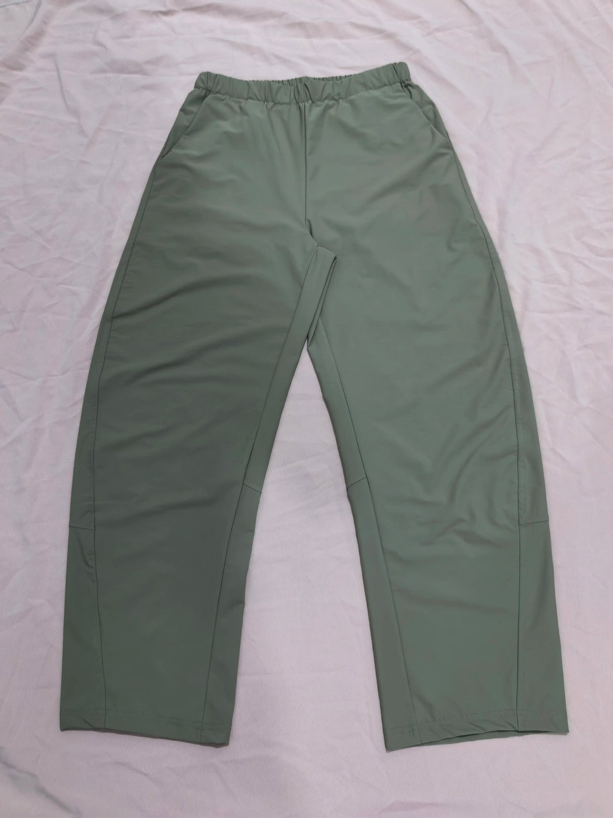Damen Freizeithose Weites Bein Elastischer Bund Bequeme Stoffhose