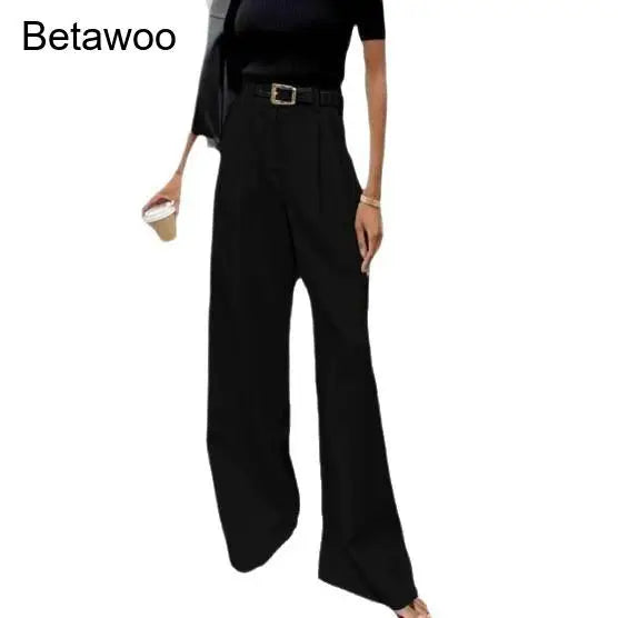 Damen Weite Hose mit Hohem Bund – Elegante Palazzo Hose