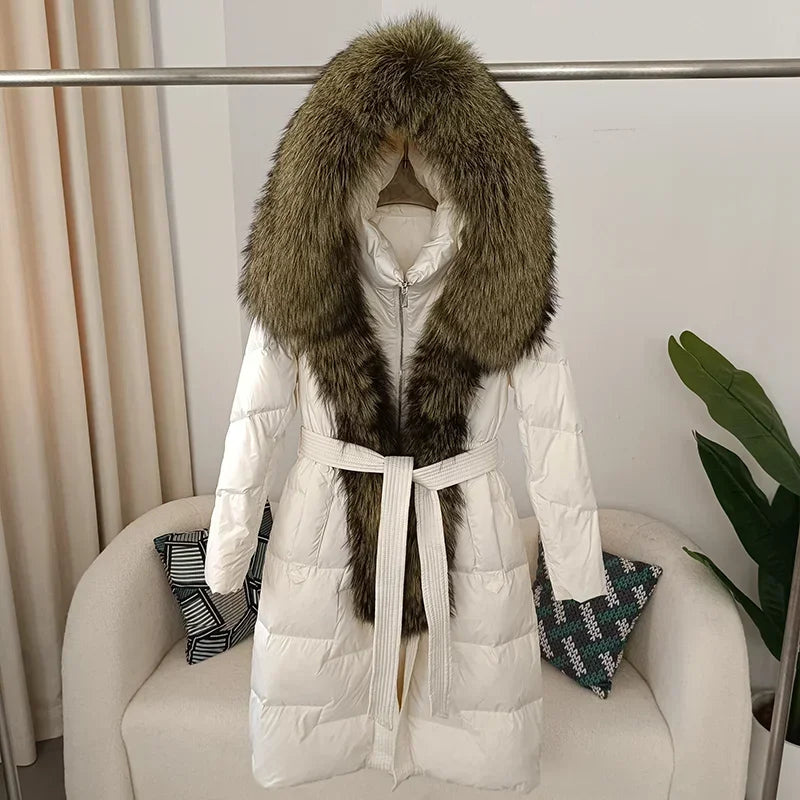 Damen Winter Steppmantel mit Kapuze und Kunstfellbesatz