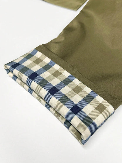 Damen Trenchcoat Lang Übergangsjacke Kariert Gefüttert Khaki Beige Schwarz Zweireiher