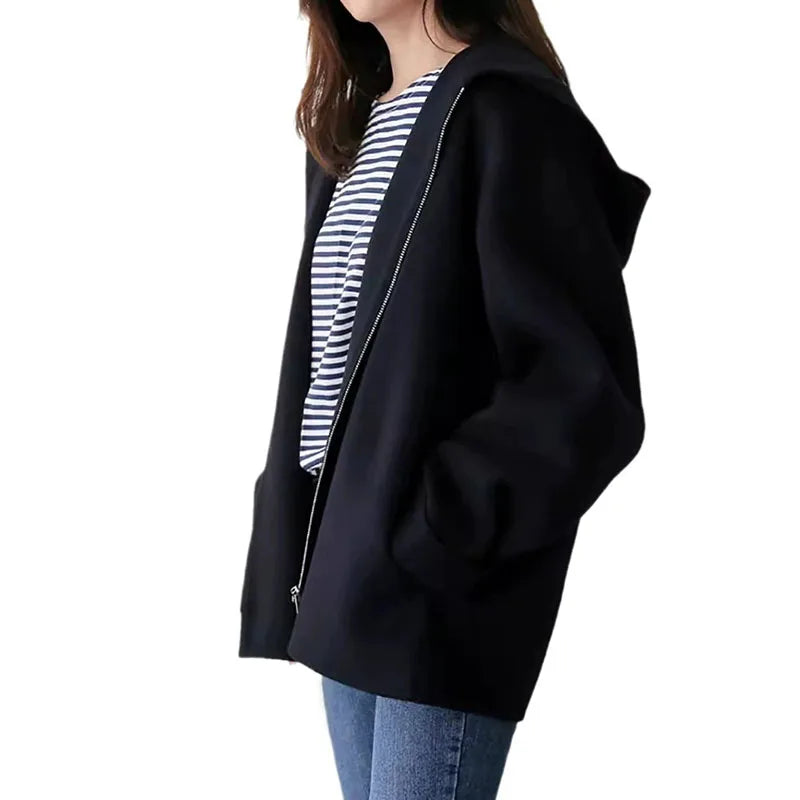 Damen Kurzjacke mit Kapuze Lockerer Schnitt