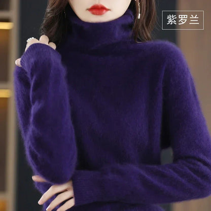 Damen Rollkragenpullover mit langen Ärmeln, weiches Material